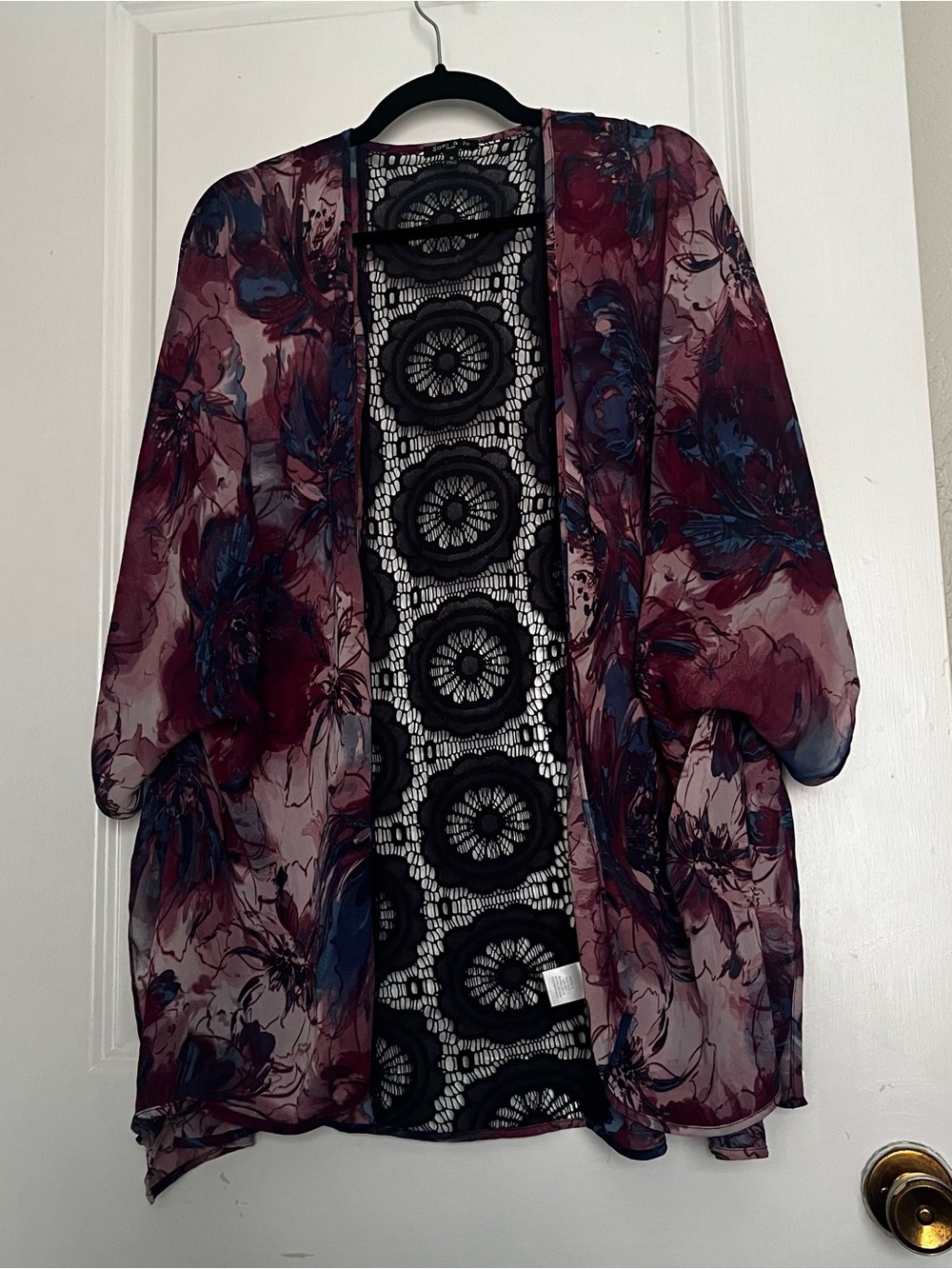 Sami & Jo Floral Sheer Kimono in Burgundy, Blue, Black